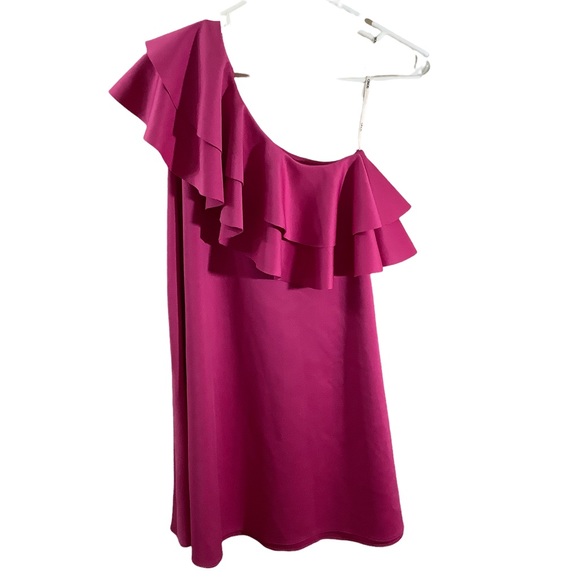 ASOS Fuchsia One Shoulder Ruffle Dress - Picture 2 of 4